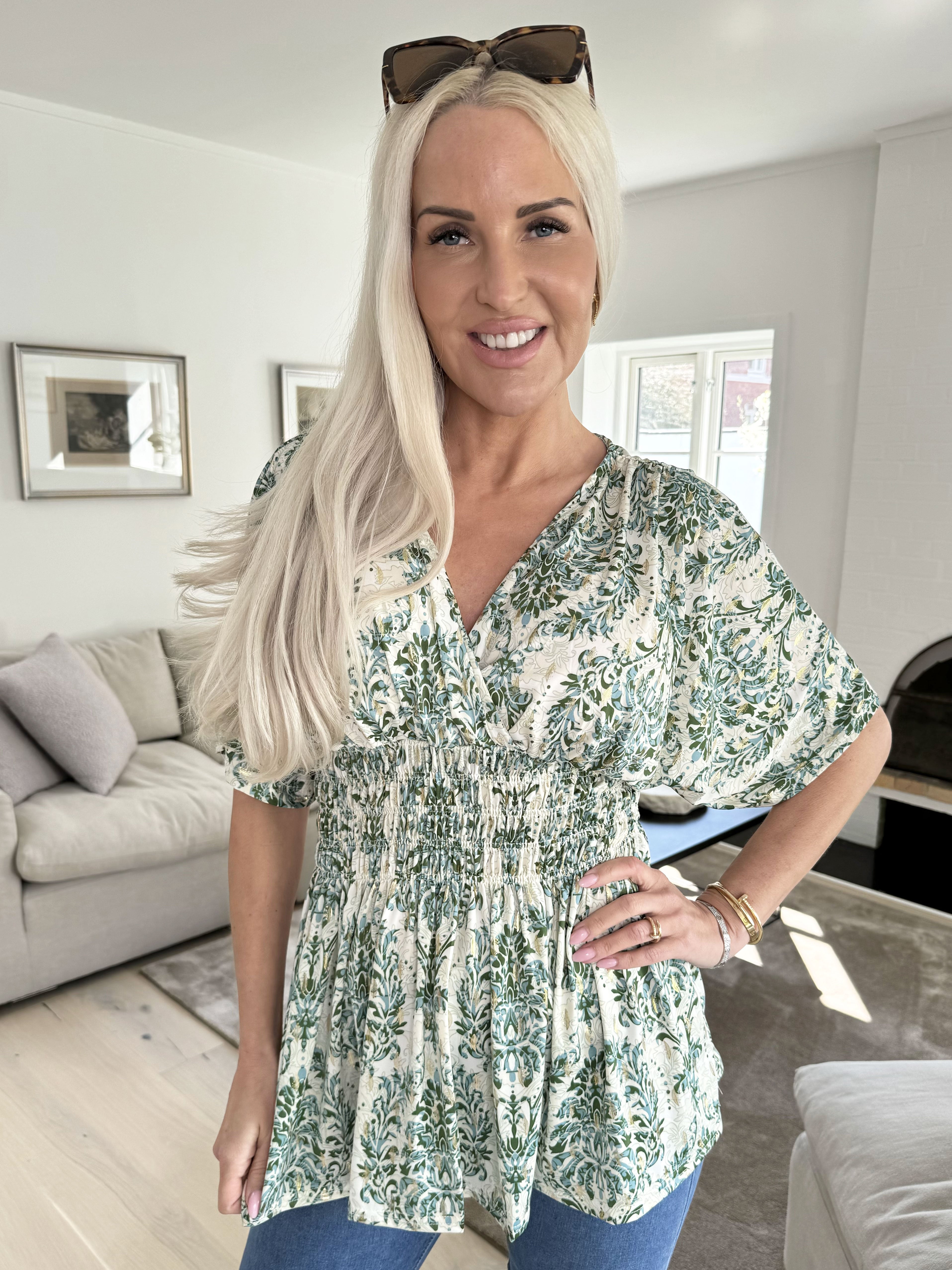 Pams Royal Shirt - Sød tunika i fint med print med smock